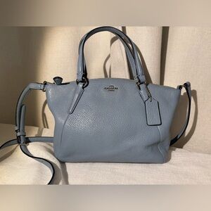 Coach Small Kelsey Satchel Light Blue Pebble Leather Crossbody NWOT